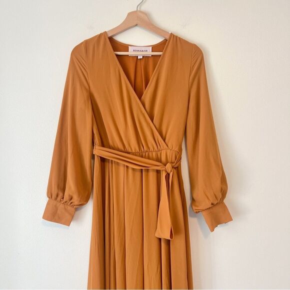 Jessakae Collection Marigold Long Maxi Dress Size Small Chiffon - Picture 4 of 10